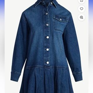 Scoop Mini Pleated Denim Shirt Dress
Dark Acid Wash